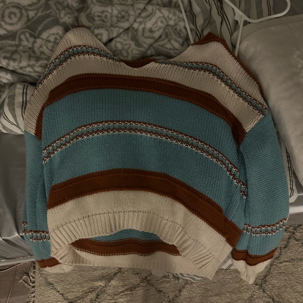 Striped Blue and Brown Women's Sweatshirt